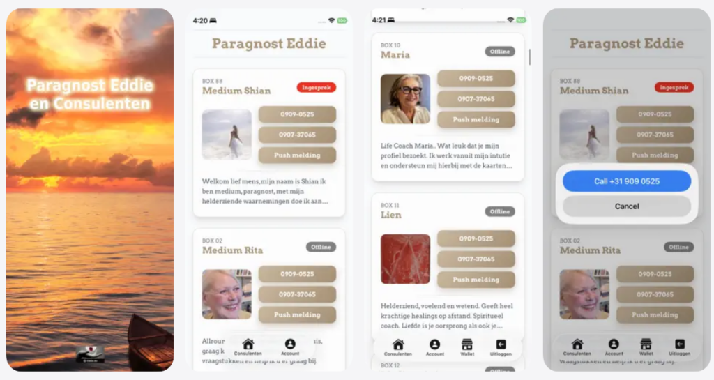Paragnost Eddie en Consulenten App